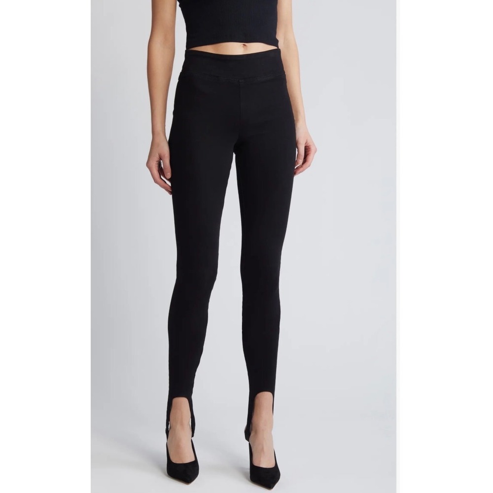 FRAME The Jetset Stirrup High Rise Leggings Sheen Noir Black JSSU631 Size 2 NEW